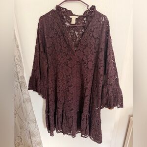 H&M burgundy lace dress